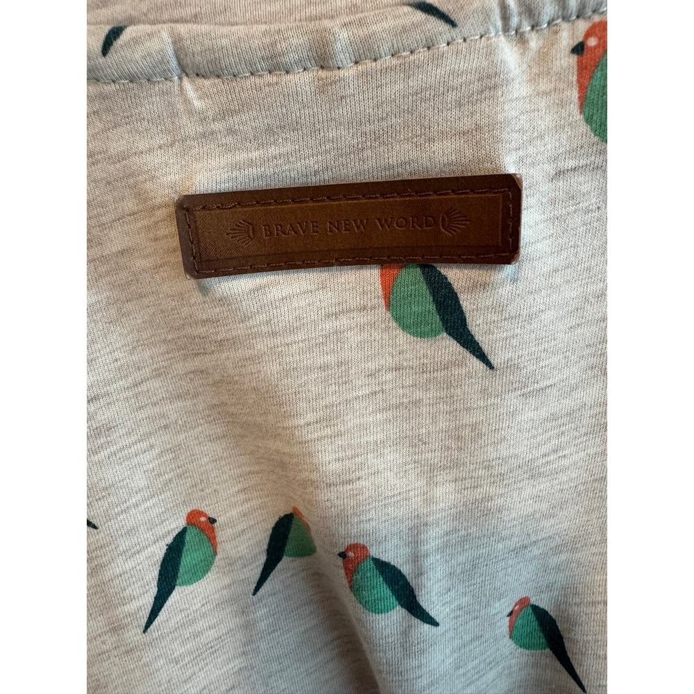 Naketano Women Bird Print Long Sleeve Top Gray Size M Nature Sustainable Earthy - Picture 4 of 6